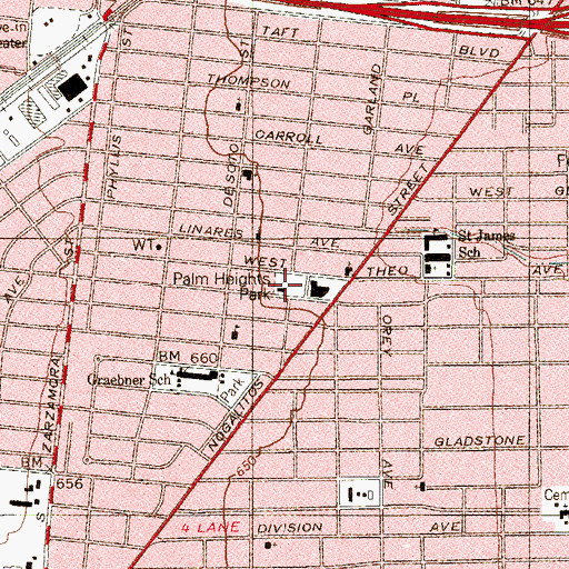 Topographic Map of Palm Heights Park, TX