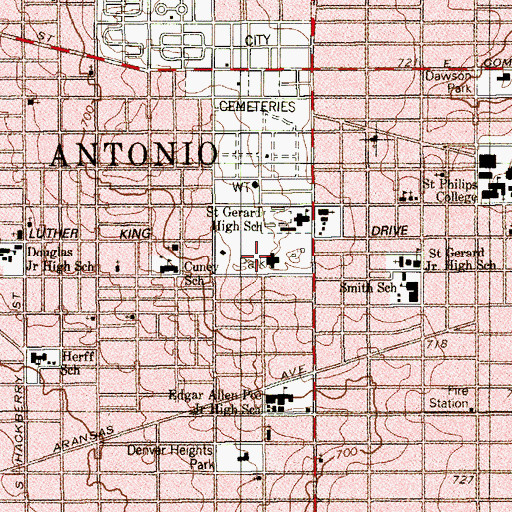 Topographic Map of Pittman-Sullivan Park, TX