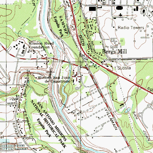 Topographic Map of San Antonio Missions National Historical Park, TX