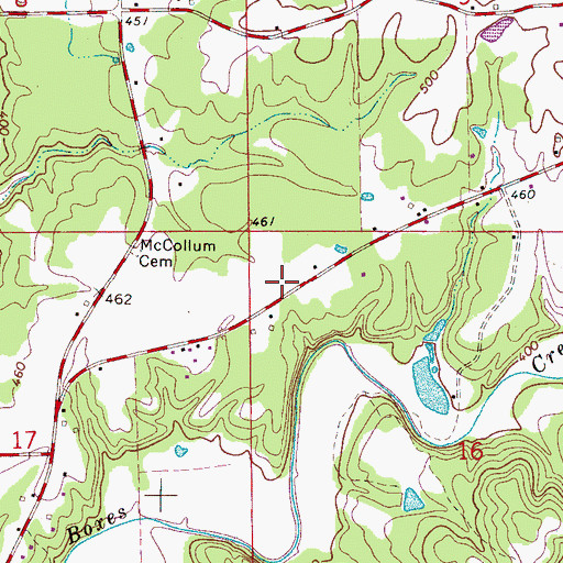 Topographic Map of Boxes Creek School (historical), AL