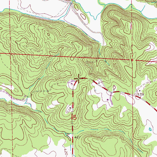 Topographic Map of Calvary Church, AL