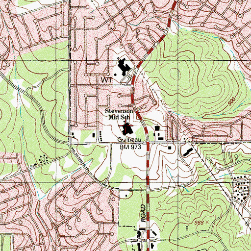 Topographic Map of Stevenson Middle School, TX