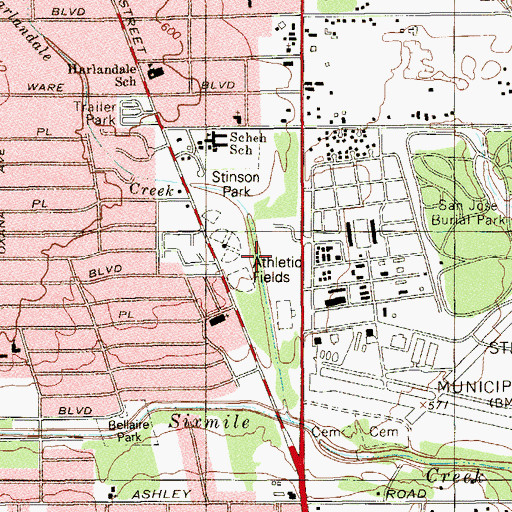 Topographic Map of Stinson Park, TX