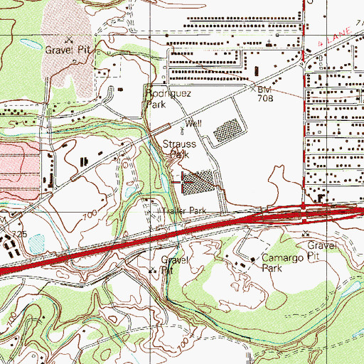 Topographic Map of Strauss Park, TX