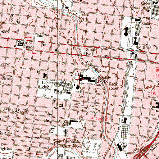Topographic Map of Tafolla Junior High School, TX