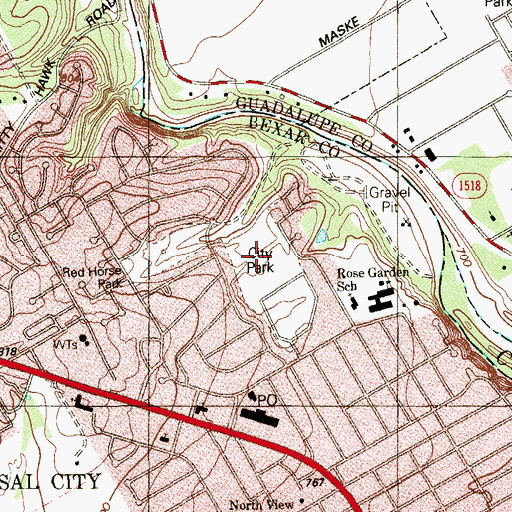 Topographic Map of Universal City Park, TX
