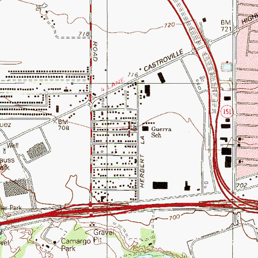 Topographic Map of Van de Walle Park, TX