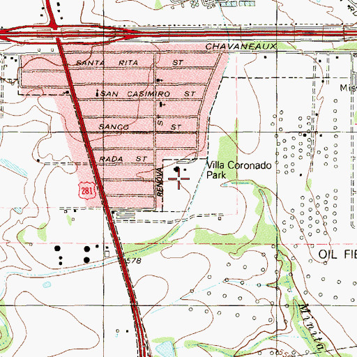 Topographic Map of Villa Coronado Park, TX