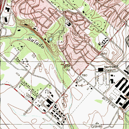 Topographic Map of Ward Park, TX