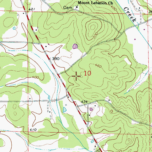 Topographic Map of Center School (historical), AL