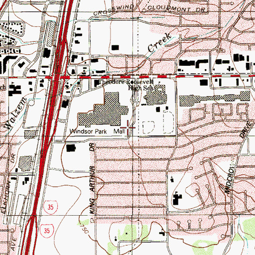 Topographic Map of Windsor Park Mall (historical), TX