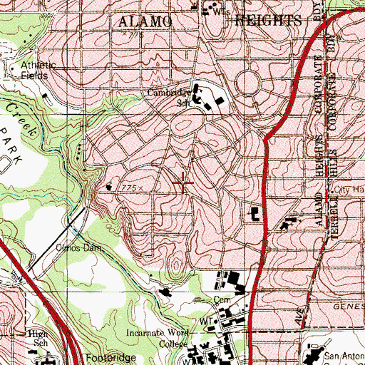 Topographic Map of Witte Museum, TX