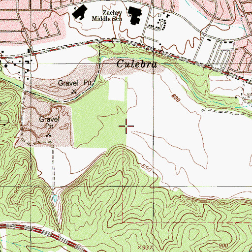 Topographic Map of Zachary Middle School, TX