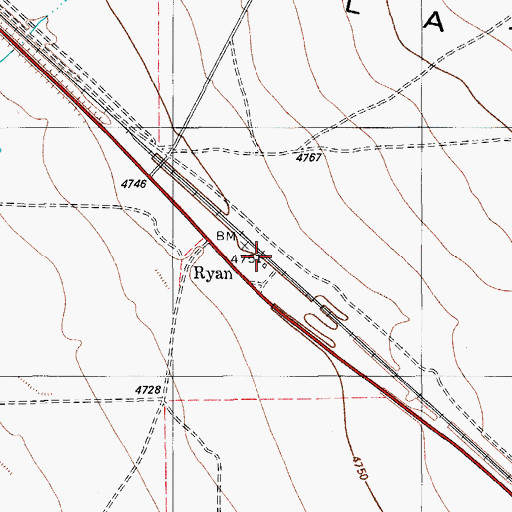Topographic Map of Ryan, TX