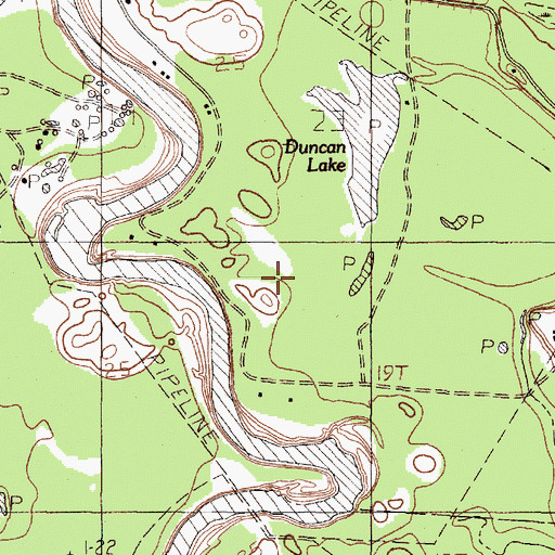 Topographic Map of Duncan Lake, TX