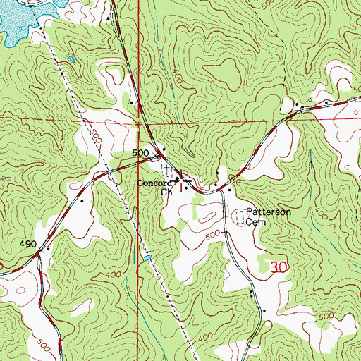 Topographic Map of Concord School (historical), AL