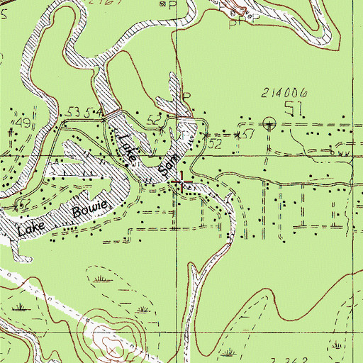 Topographic Map of Lake Sam, TX