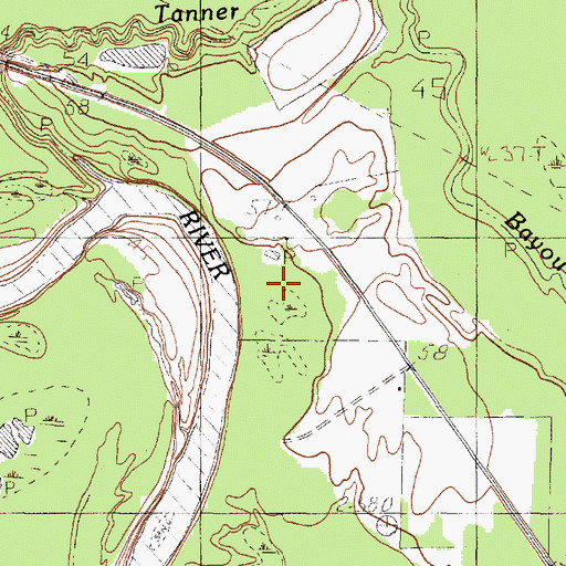 Topographic Map of Tanners Bluff, TX