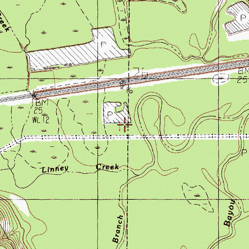 Topographic Map of Horse Shoe Bend Bayou, TX