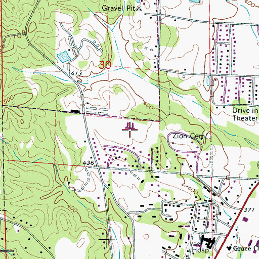 Topographic Map of Fayette Academy, AL