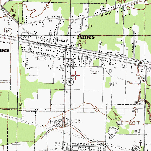 Topographic Map of Davell Airport (historical), TX