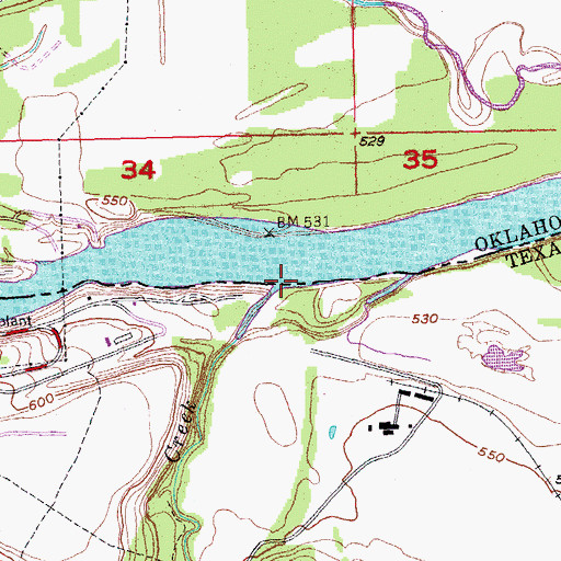 Topographic Map of Shawnee, TX