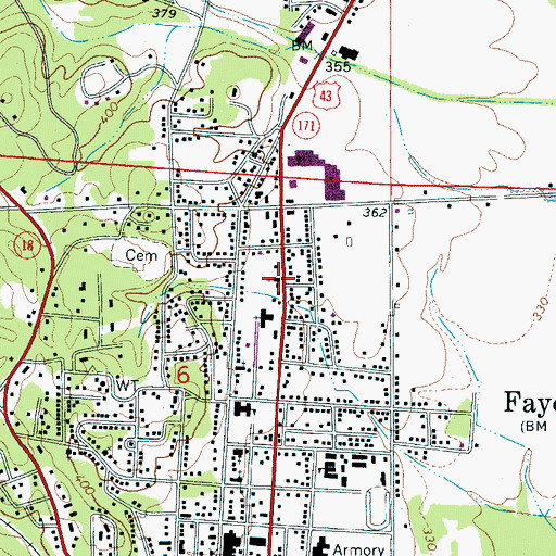 Topographic Map of Fayette Church of Christ, AL