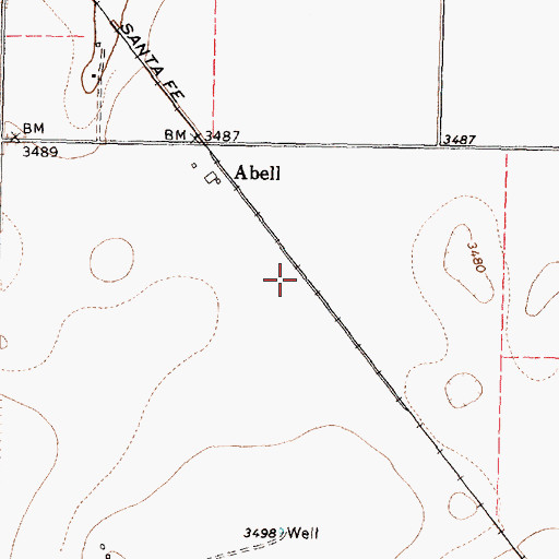 Topographic Map of Abell, TX