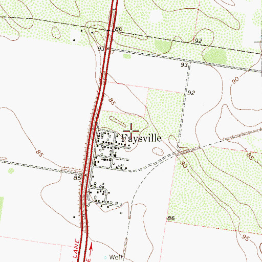Topographic Map of Faysville, TX