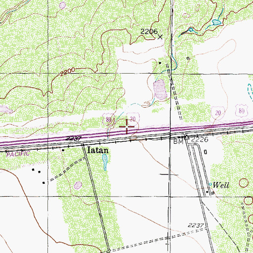 Topographic Map of Iatan, TX