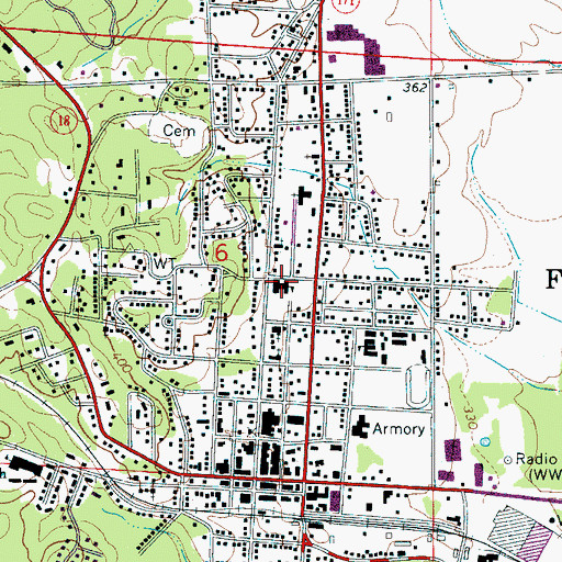 Topographic Map of Fayette Civic Center, AL