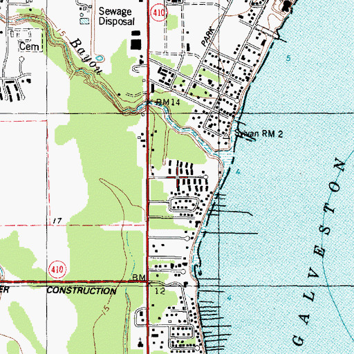 Topographic Map of Bay Oaks, TX