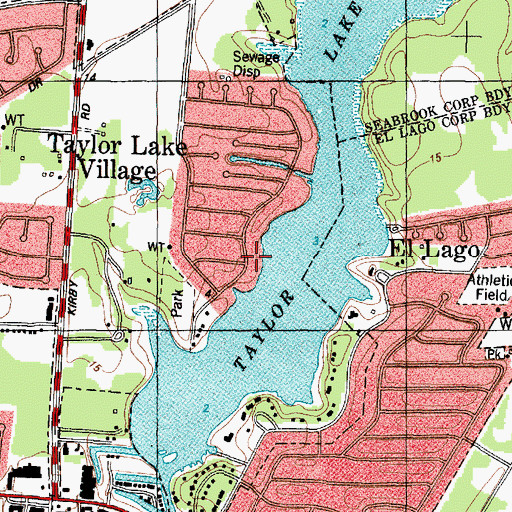 Topographic Map of Taylor Lake Village, TX