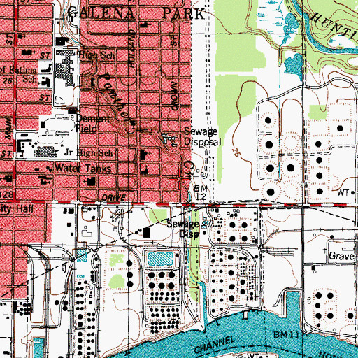 Topographic Map of Galena Park, TX