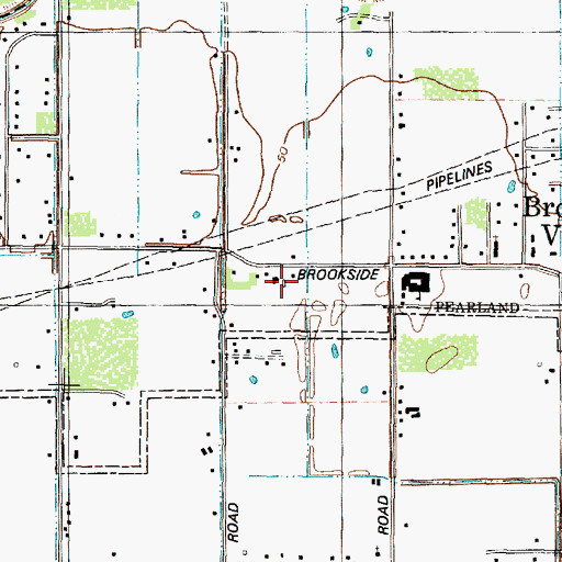 Topographic Map of Brookside Village, TX