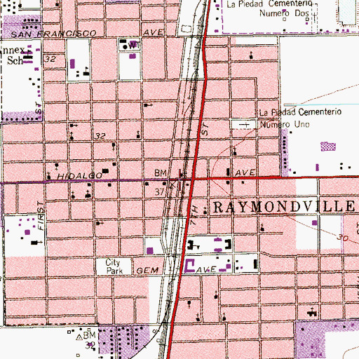 Topographic Map of Raymondville, TX