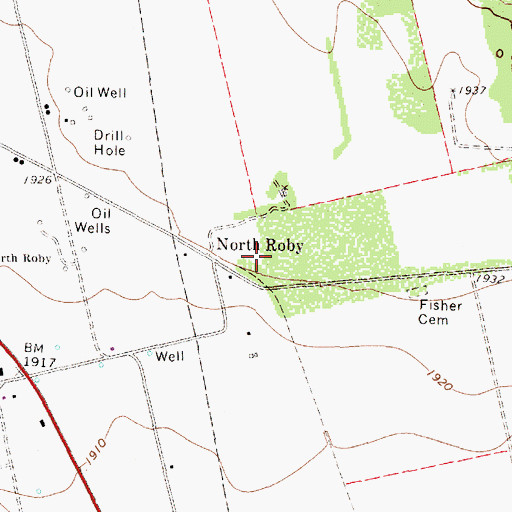 Topographic Map of North Roby, TX