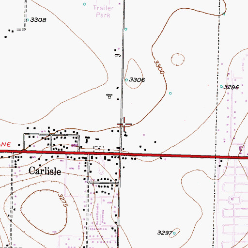 Topographic Map of West Carlisle, TX