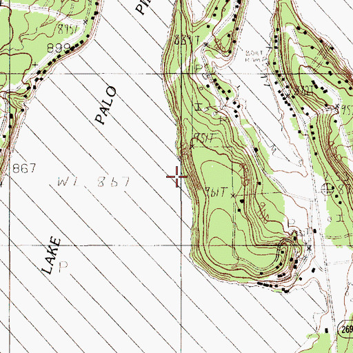 Topographic Map of Palo Pinto Creek Reservoir, TX