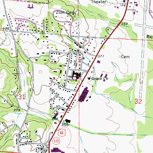 Topographic Map of Fayette Medical Center, AL