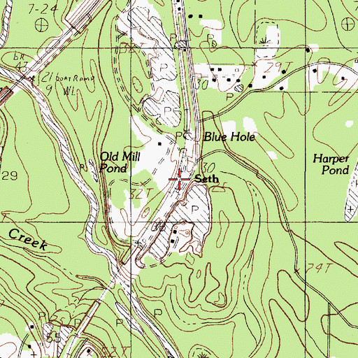 Topographic Map of Seth, TX