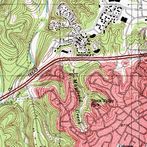 Topographic Map of Mayfield Creek, TX