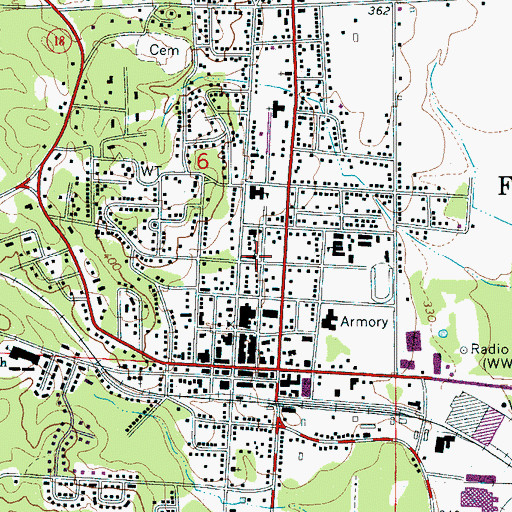 Topographic Map of First Methodist Church, AL