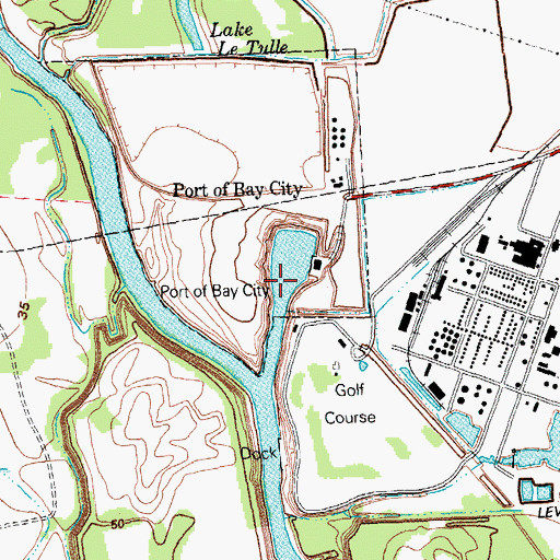 Topographic Map of Port of Bay City, TX