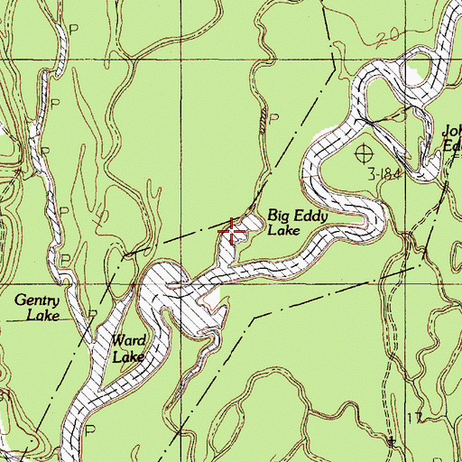 Topographic Map of Big Eddy Lake, TX