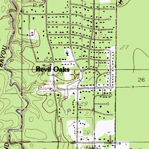 Topographic Map of Bevil Oaks, TX