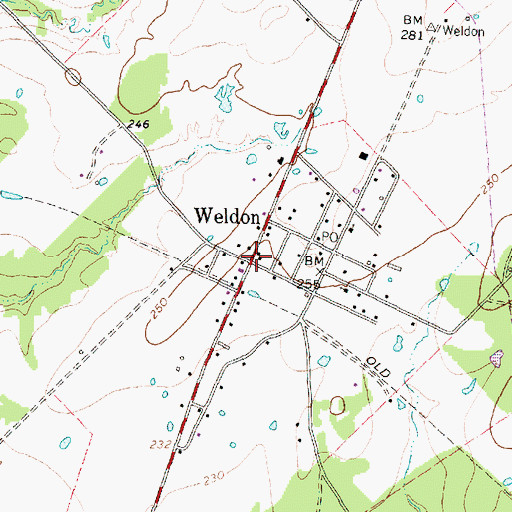 Topographic Map of Weldon Methodist Church (historical), TX