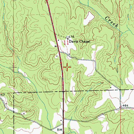 Topographic Map of Freewill Church (historical), AL