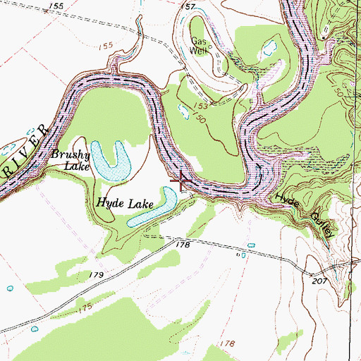 Topographic Map of Hydes Ferry (historical), TX