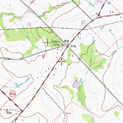 Topographic Map of Primitive Baptist Church (historical), TX